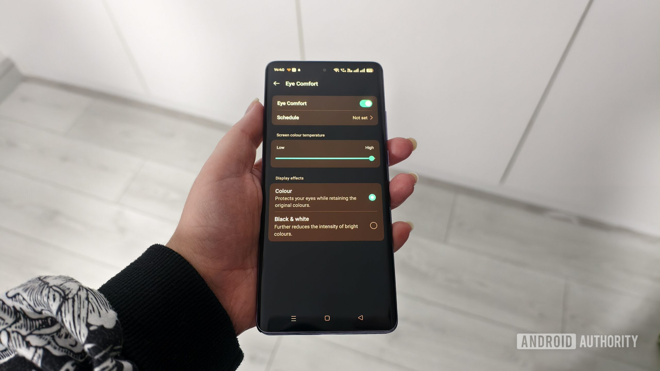 the eye comfort settings on a smartphone the eye comfort settings on a smartphone