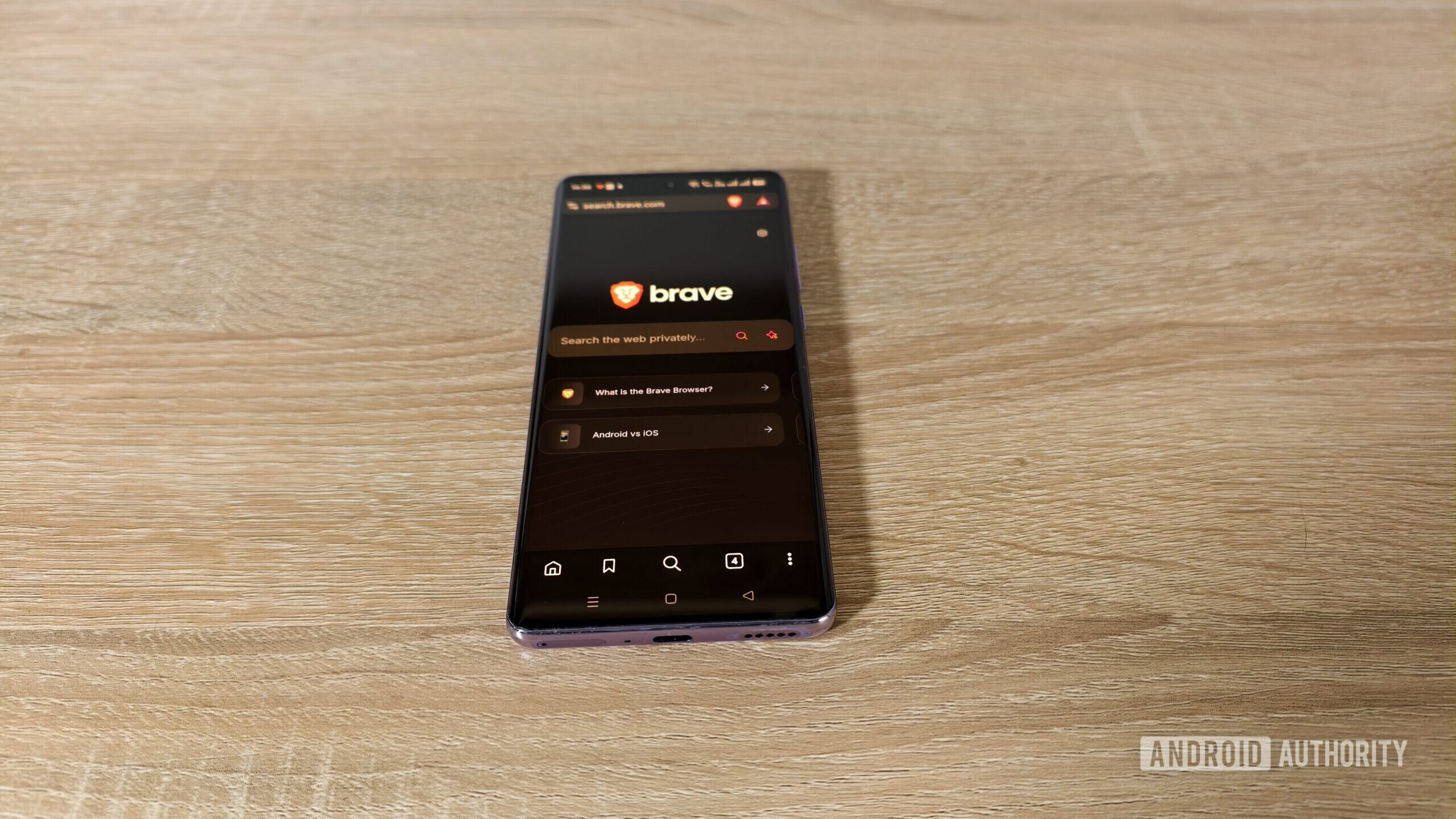 the brave mobile browser on a smartphone screen the brave mobile browser on a smartphone screen