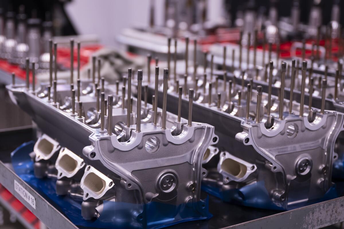 Race engines being assembled at Honda Racing Corporation.