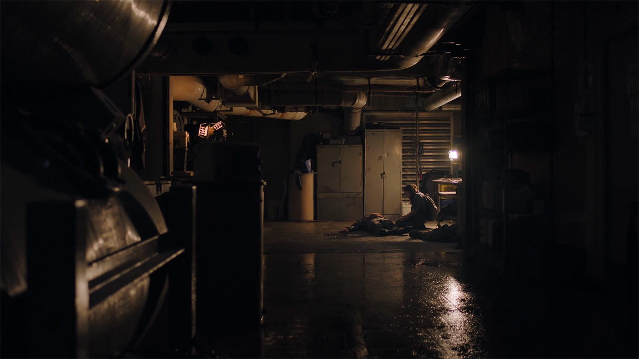 A wide shot of Ellie sitting over Mel's dead body in The Last of Us season 2 episode 7