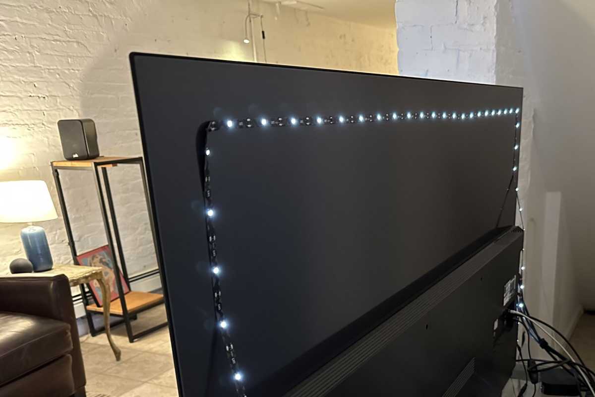 Scenic Labs LED light strip on back of TV