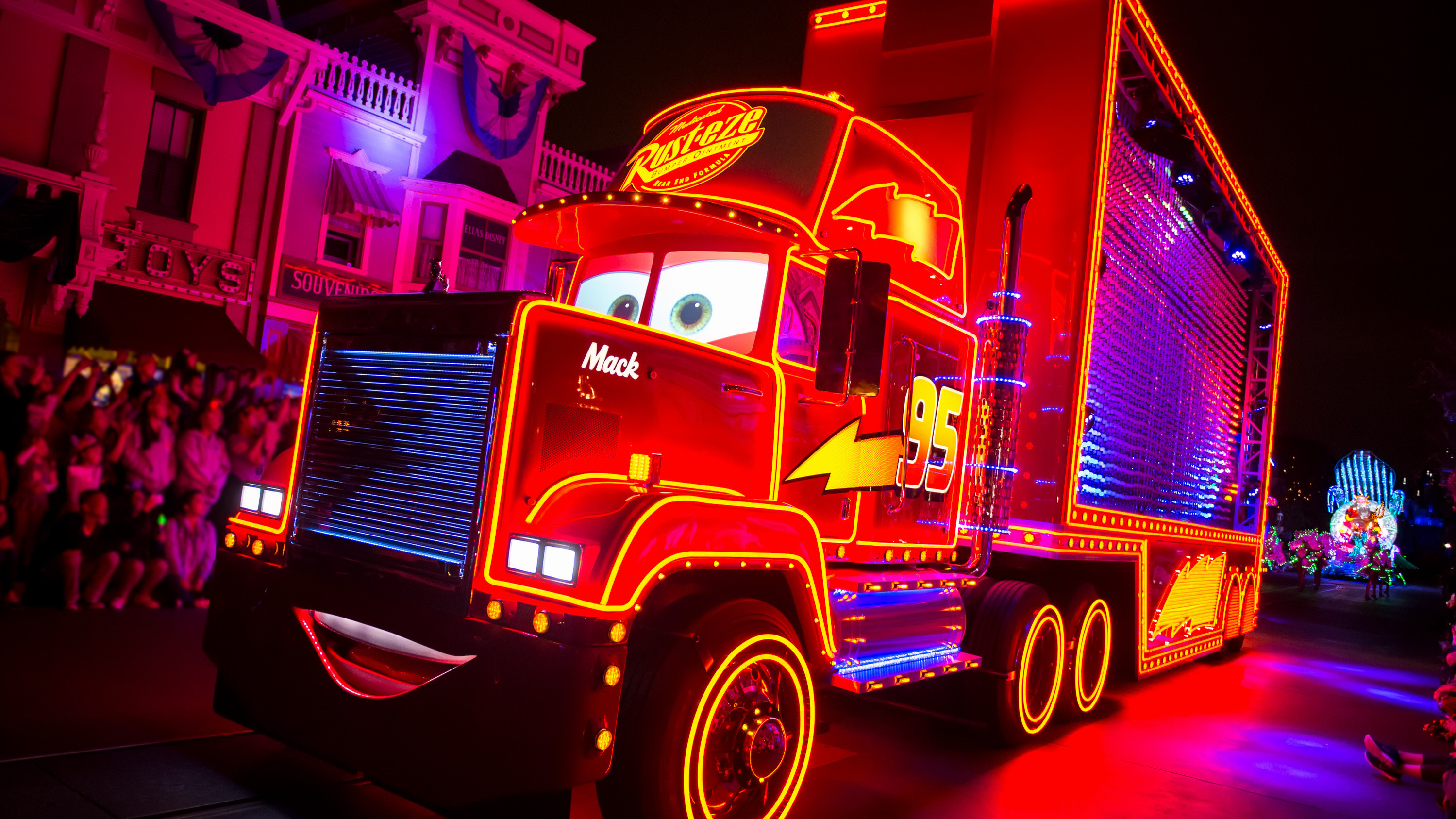 Mac Truck in Paint the Night Parade at Disneyland