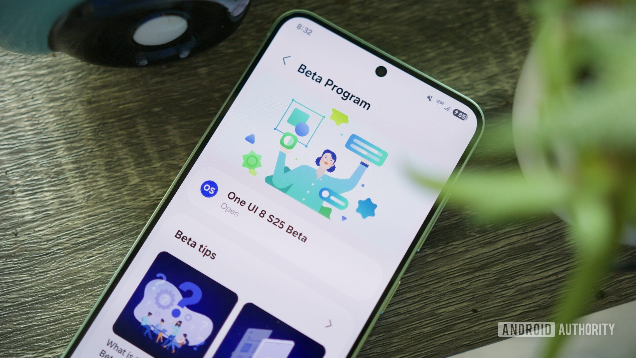 One UI 8 Beta sign up page on a Galaxy S25.