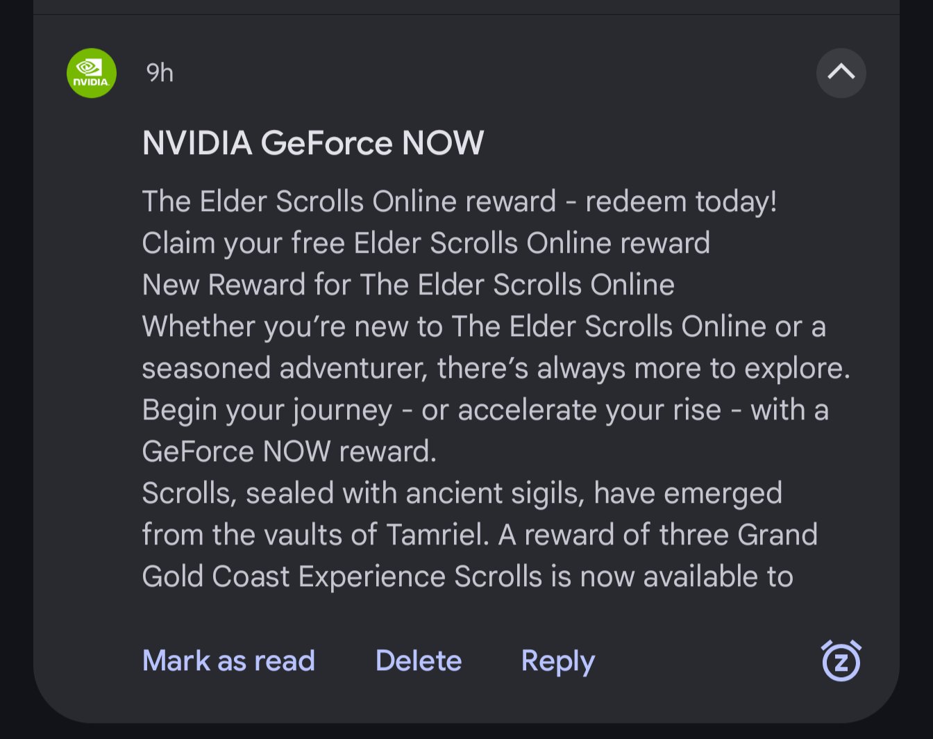 Gmail notification on Android with mark as read button