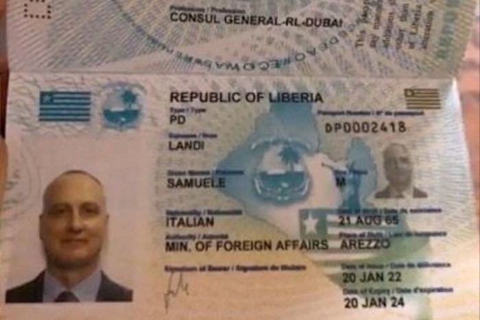 The diplomatic passport of Samuele Landi