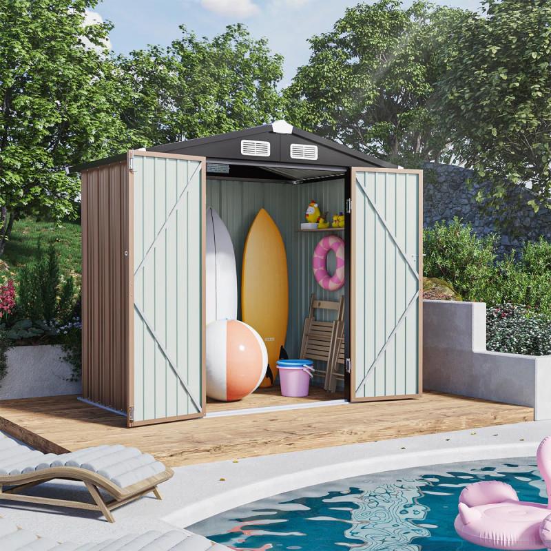 Wayfair is selling a 'sturdy' $400 metal storage shed for only $182, and buyers say it's 'the perfect size'