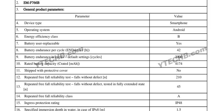 Galaxy Z Flip 7 leaked EU energy label details