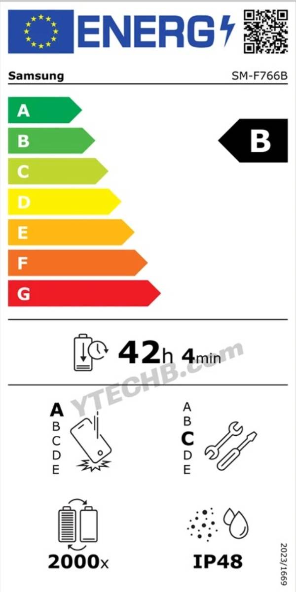 Samsung Galaxy Z Flip 7 leaked EU energy label