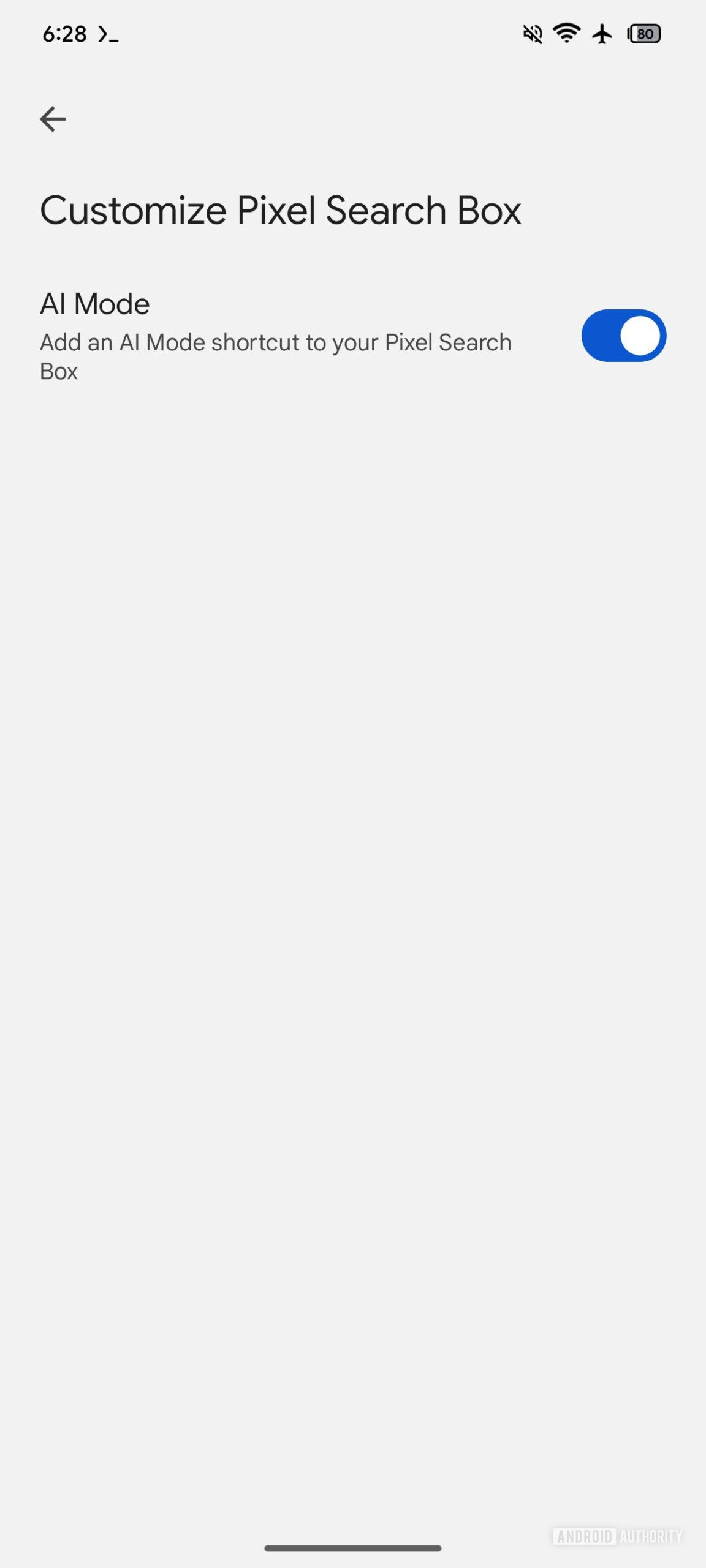 Customize Pixel Search Box setting with AI Mode toggle