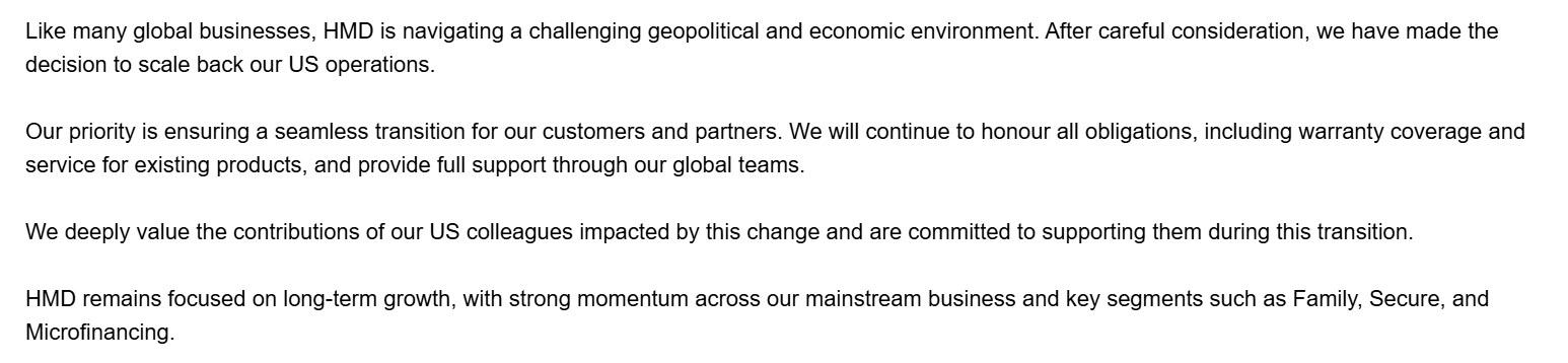 HMD leaving US HMD leaving US