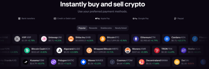 List of popular crypto tokens on Kraken that you can instantly buy and sell.