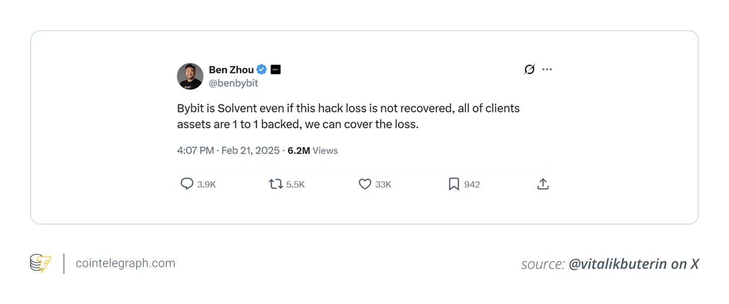 Ben Zhou's post after Bybit hack Ben Zhou's post after Bybit hack