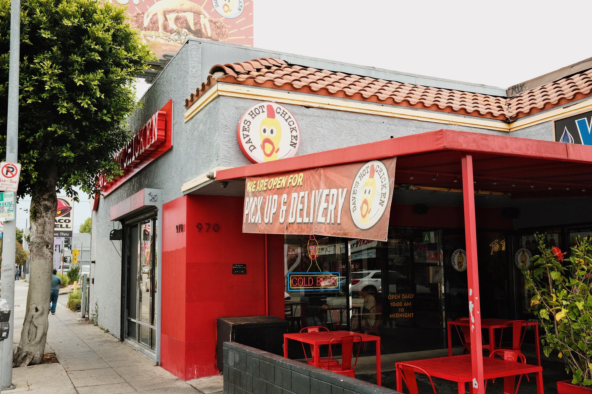 An exterior of the original bricks-and-mortar location of Dave's Hot Chicken, in Hollywood.