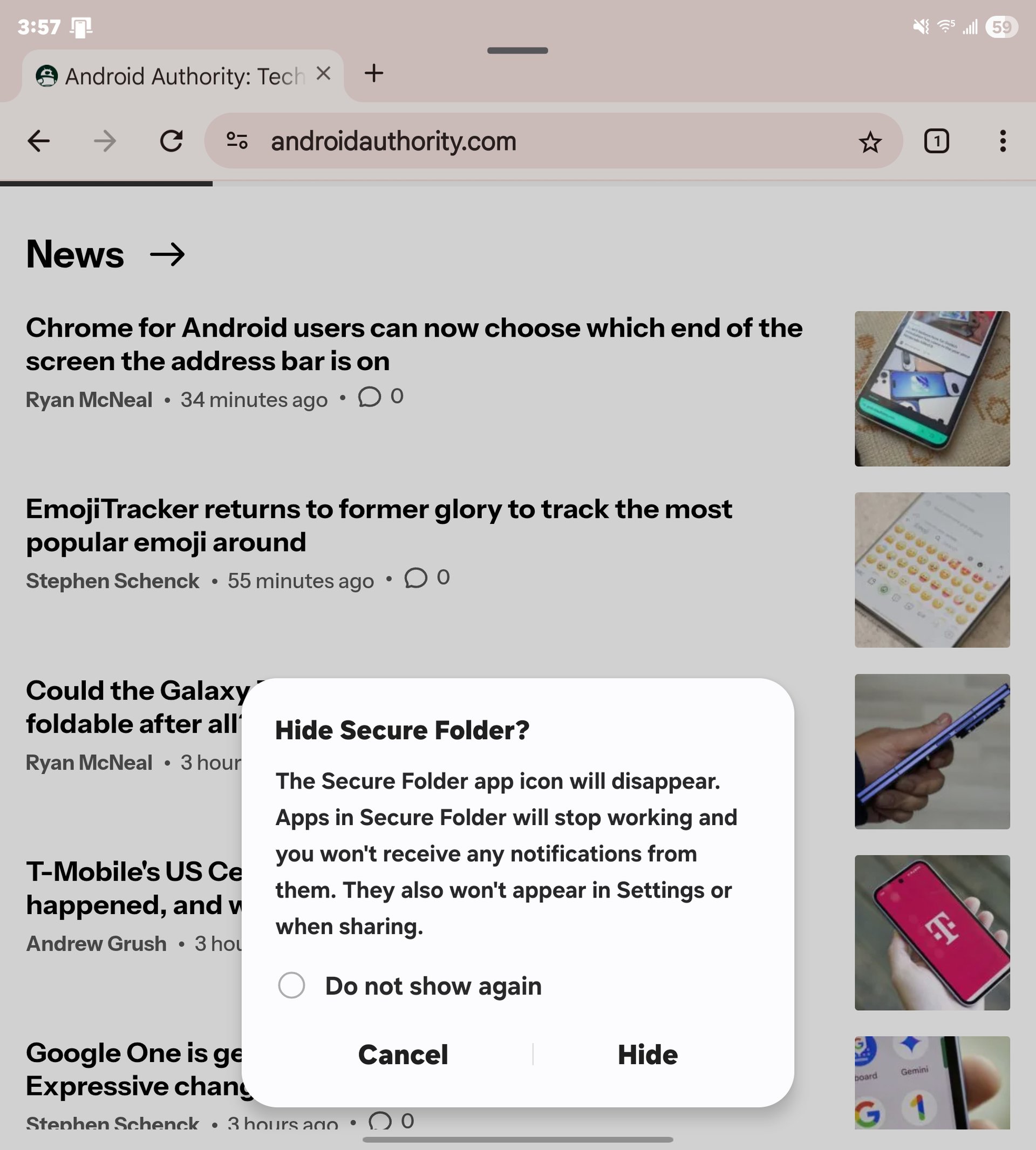 Hiding Secure Folder from the Quick Setting tile in One UI 8