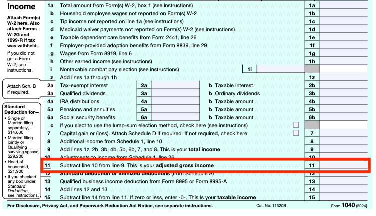 AGI on 1040 AGI on 1040 | Screenshot by The College Investor