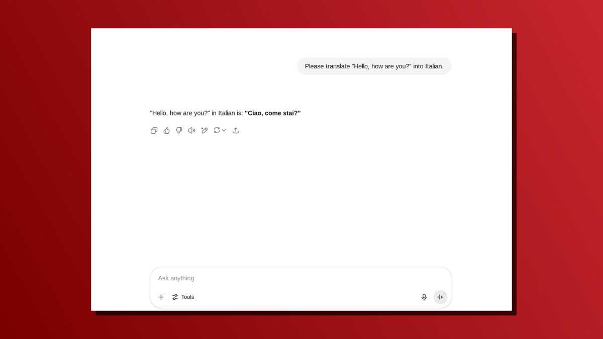 ChatGPT one-line prompt language translation screenshot
