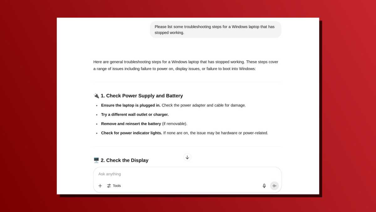ChatGPT one-line prompt troubleshooting problem screenshot