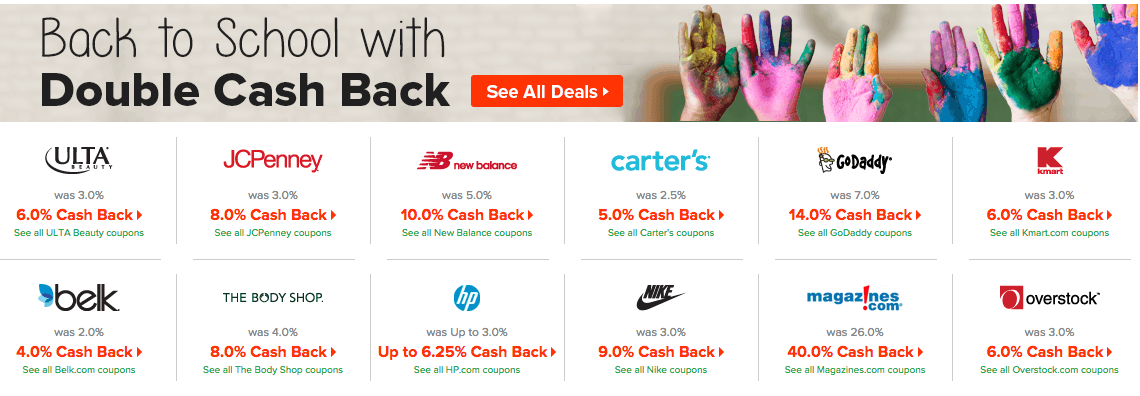save money with cashback: Ebates Cash Back Deals | Source: The College Investor