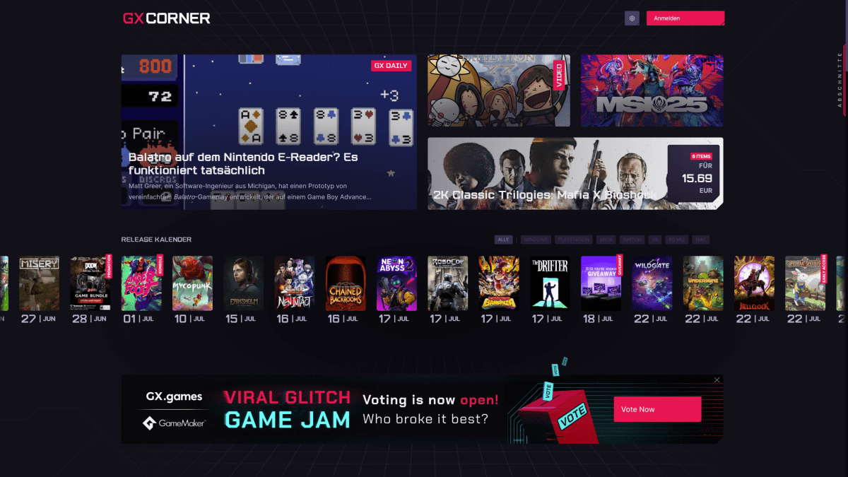 GX Corner Gratis Games und Co