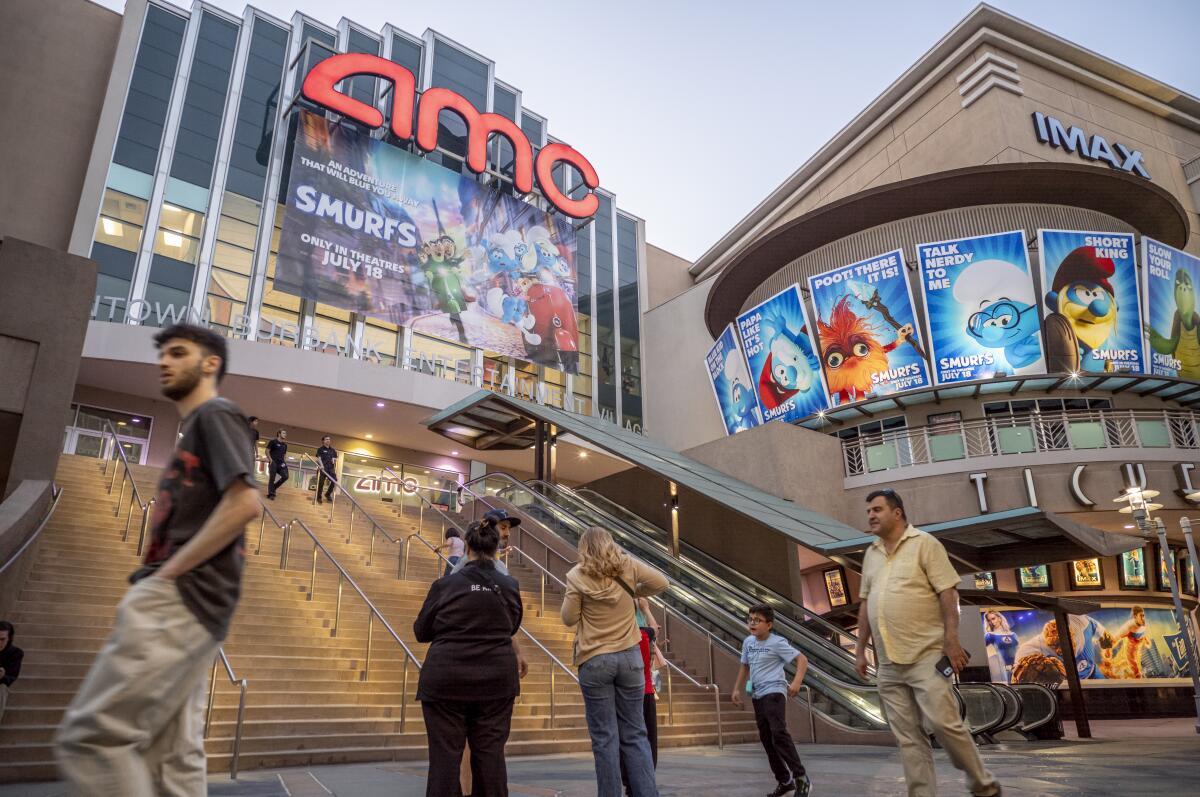 A photo of the exterior of an AMC movie theater in Burbank, CA