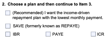 IDR Application Question 2 | Source: Department of Education