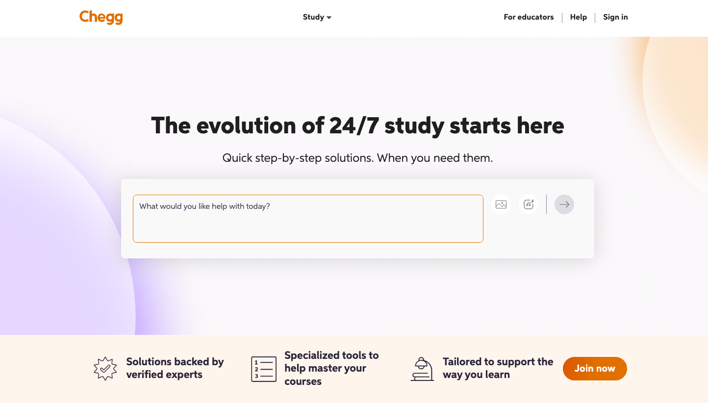Chegg homepage screenshot chegg homepage screenshot