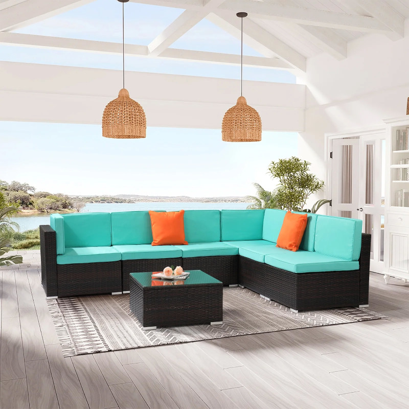 Walmart is selling a $777 7-piece rattan wicker sectional set for $309, and shoppers call it a 'showstopper'