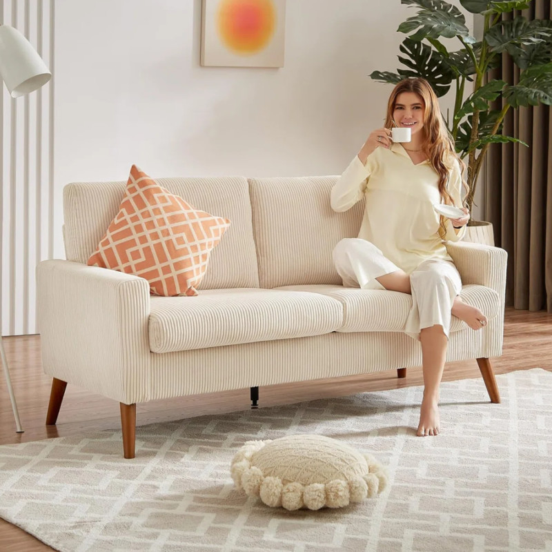 Wayfair is selling a 'comfortable' $800 mid-century modern sofa for only $250, and shoppers call it 'super cute'