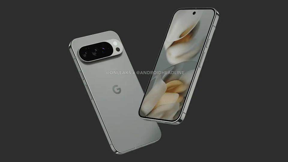 A render of the front and back of the upcoming Pixel 10 Pro.