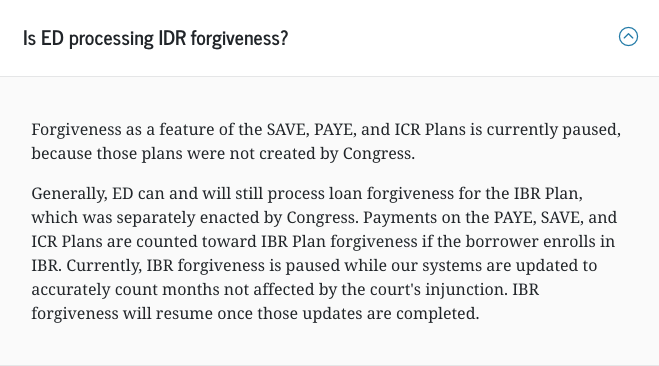 IDR Forgiveness Screenshot | Source: StudentAid