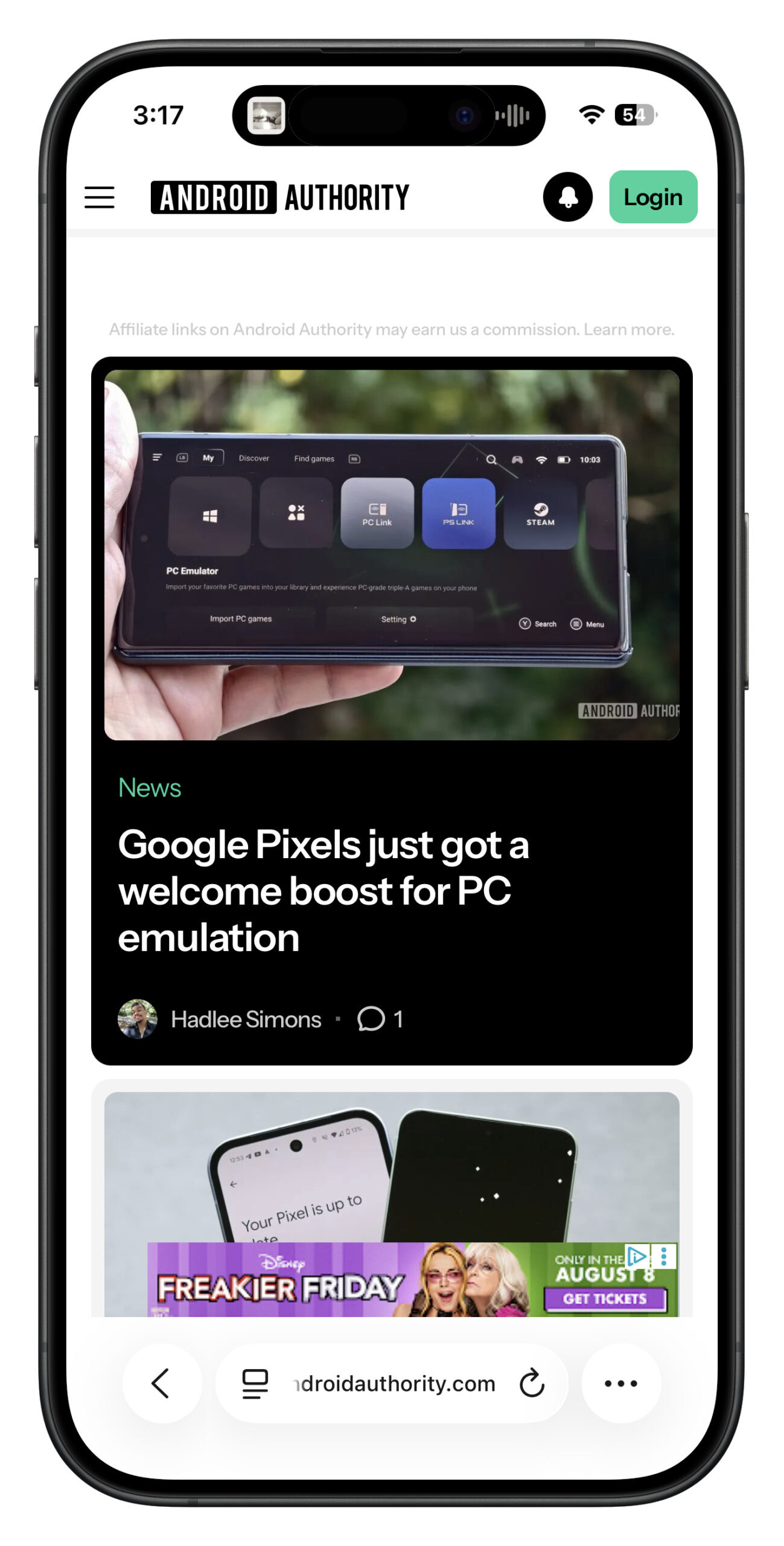 Screenshot of Safari in iOS 26.