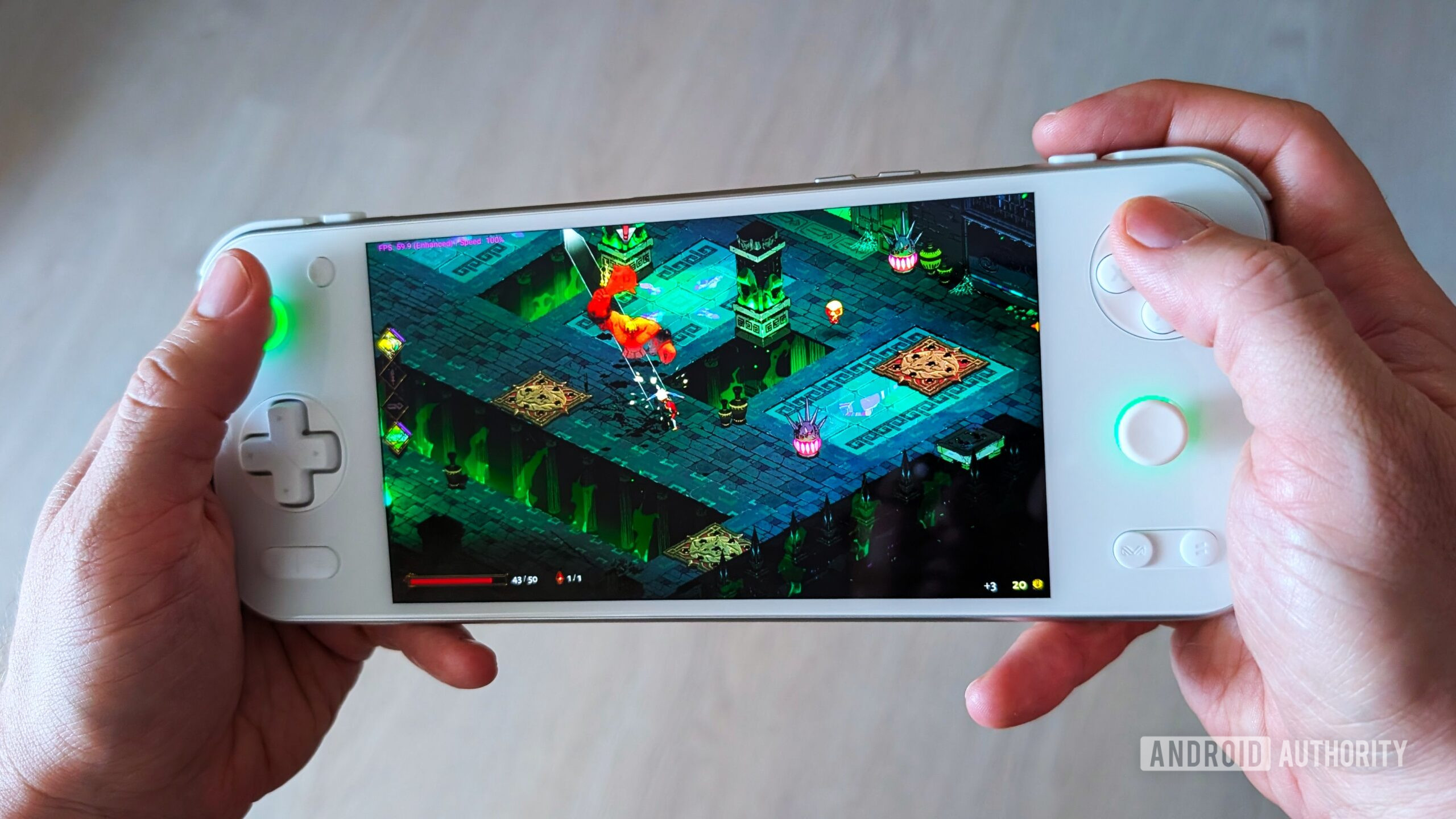 AYANEO Pocket S2 Pro in hand eden nintendo switch hades