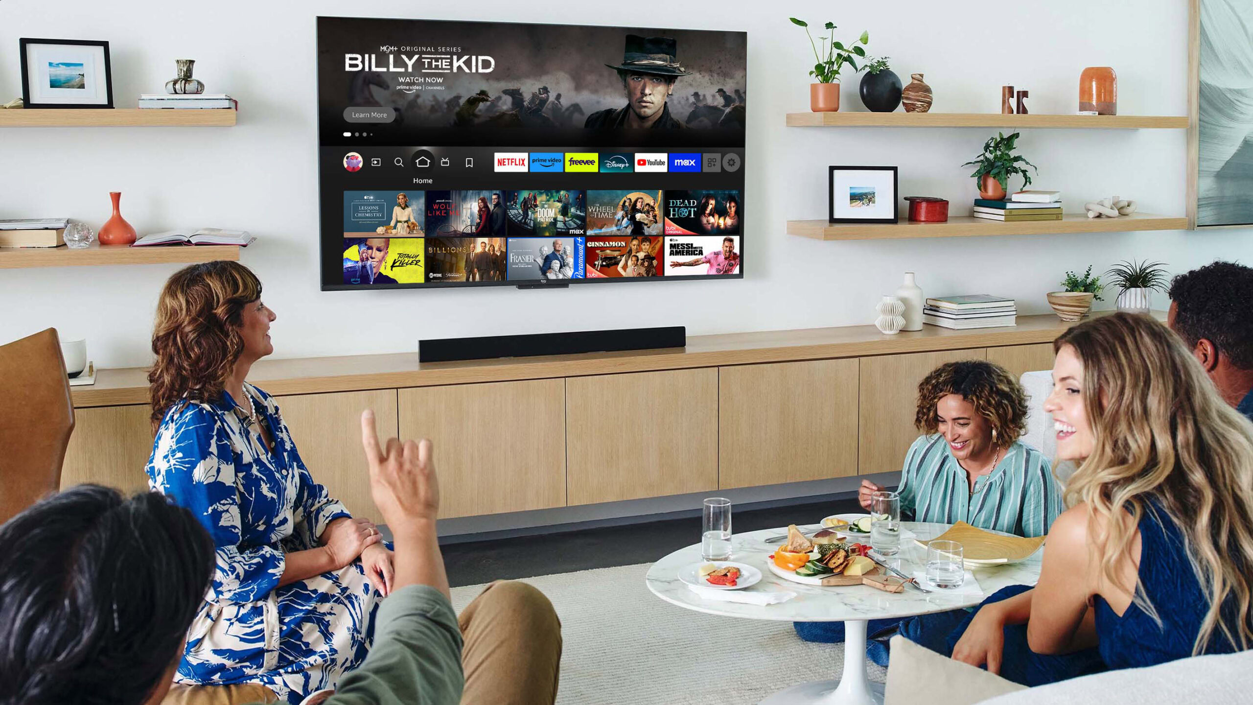 Amazon Fire TV Omni QLED Series 65 Inch 4K UHD smart TV in living room Amazon Fire TV Omni QLED Series 65 Inch 4K UHD smart TV in living room