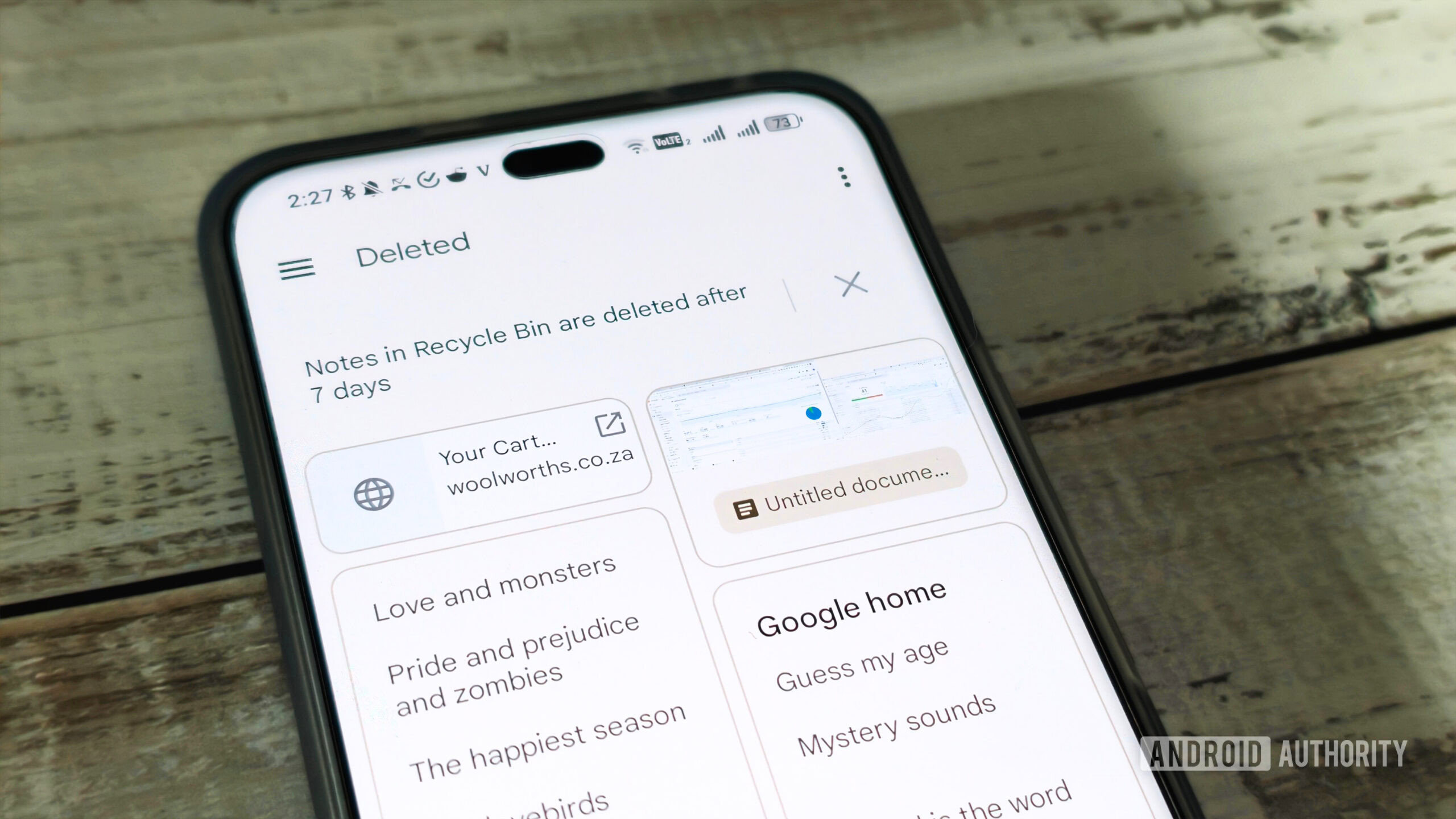 deleted notes in google keep