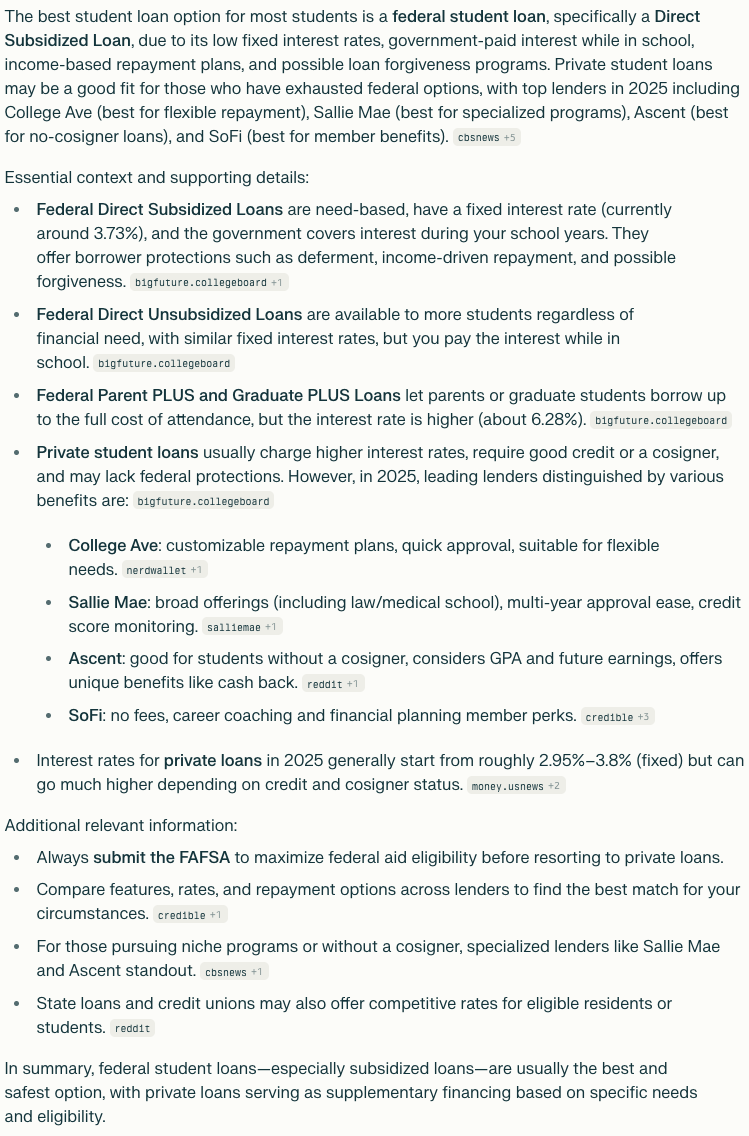 Perplexity Perplexity Answer | Screenshot by The College Investor