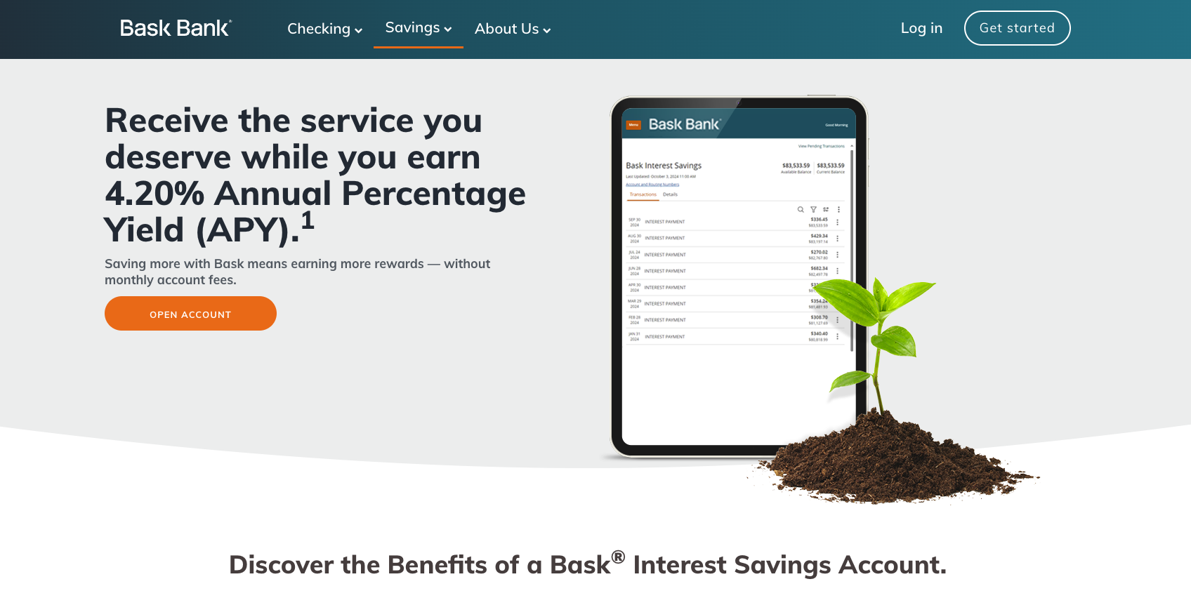 bask bank savings screenshot