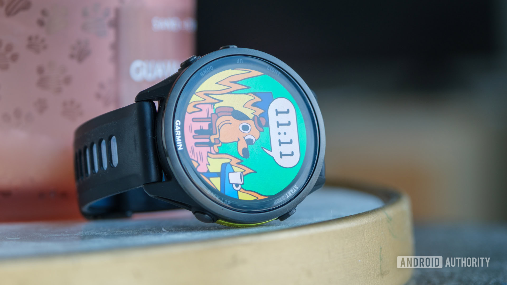 Garmin Forerunner 970 watch face sideways close