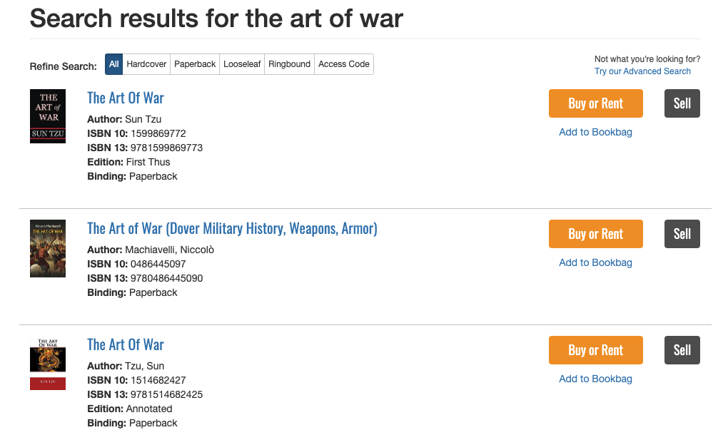 Campus Books search result Campus Books Review: Search Results