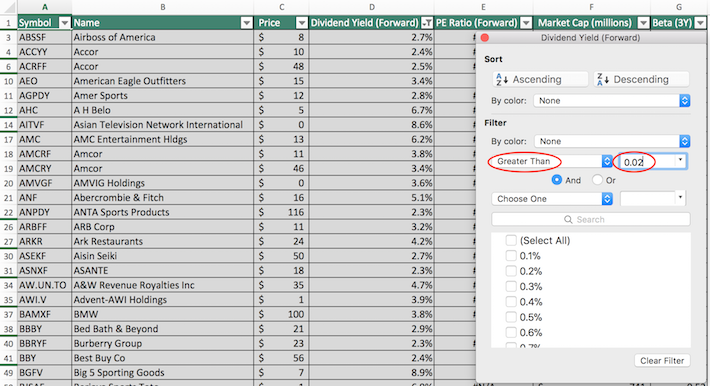 Consumer Cyclical Stocks Excel Tutorial 2