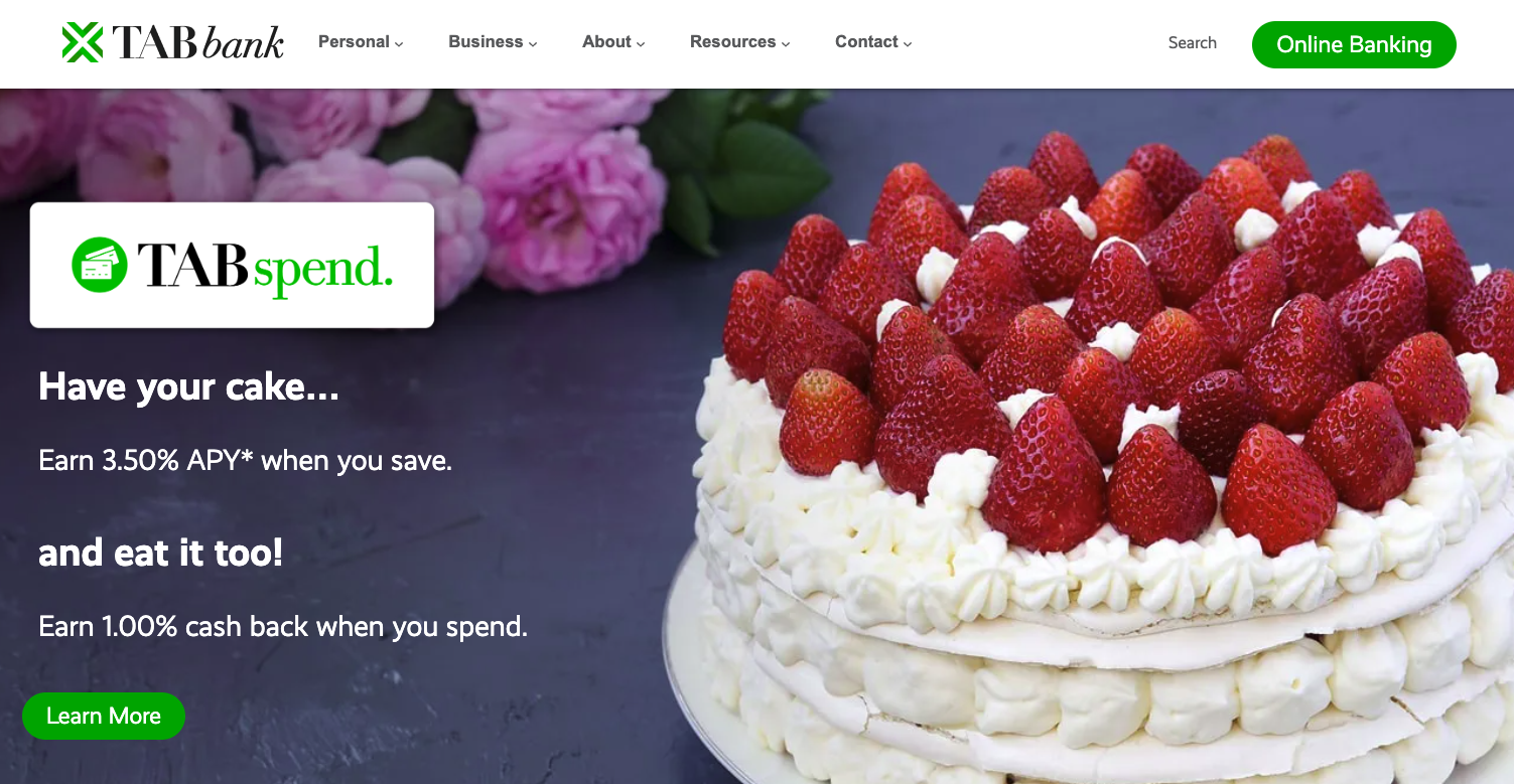 TAB Bank homepage TAB Bank homepage