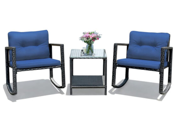 Amazon is selling a 'comfortable' 3-piece patio set with rocking chairs for only 