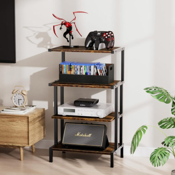Amazon is selling a  4-tier media stand for , and shoppers say it's 'stylish' and 'solid'