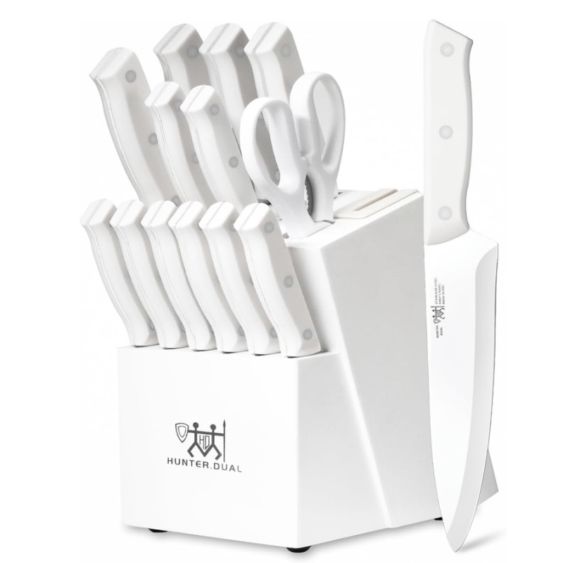Amazon is selling this 'functional' $60 15-piece knife set for $28, and shoppers say it's a 'quality set'