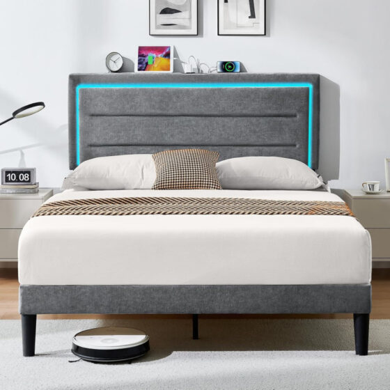 Amazon is selling this 0 bed frame with a charging station for 0 that's 'sleek' and 'sturdy'
