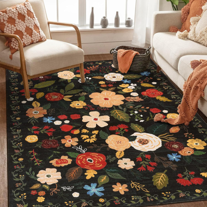 Amazon's 'ultra-soft' $56 floral area rug is on sale for $28, and shoppers say it adds 'a stylish and cozy touch'