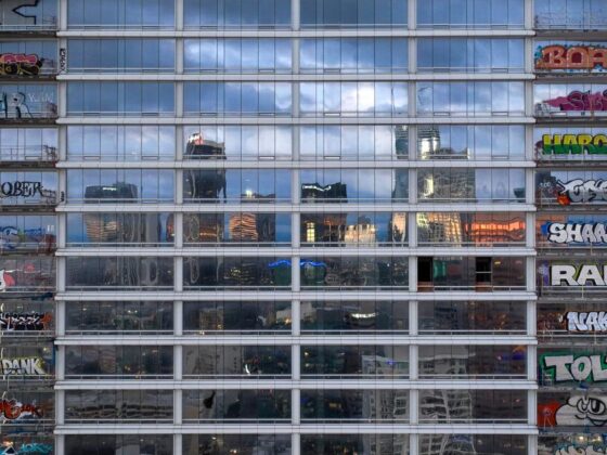 Graffiti-tarnished towers in downtown L.A. remain in limbo
