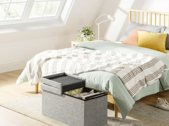 Walmart is selling a 'cute'  storage ottoman for , and it's 'surprisingly roomy'