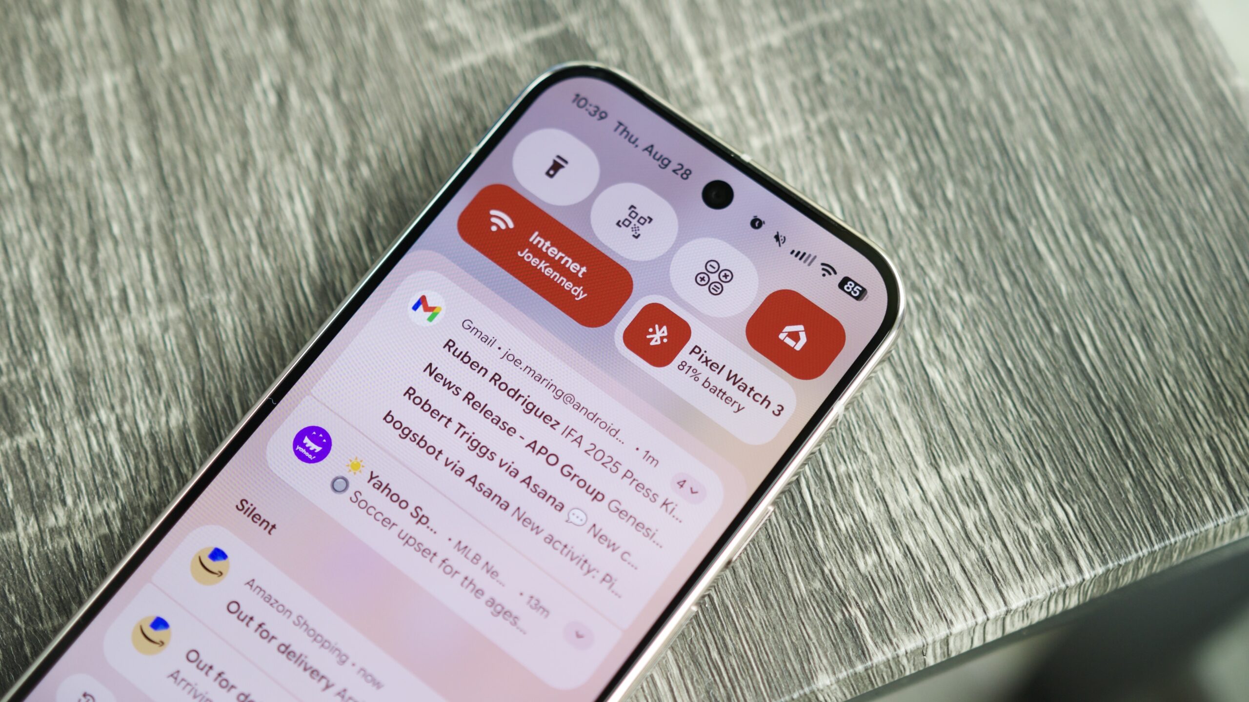 google pixel 10 pro quick settings hero 2 Notification panel and Quick Settings on a Google Pixel 10 Pro.