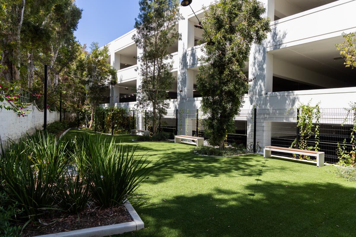 The dog park at the new Overland & Ayres Apartments.