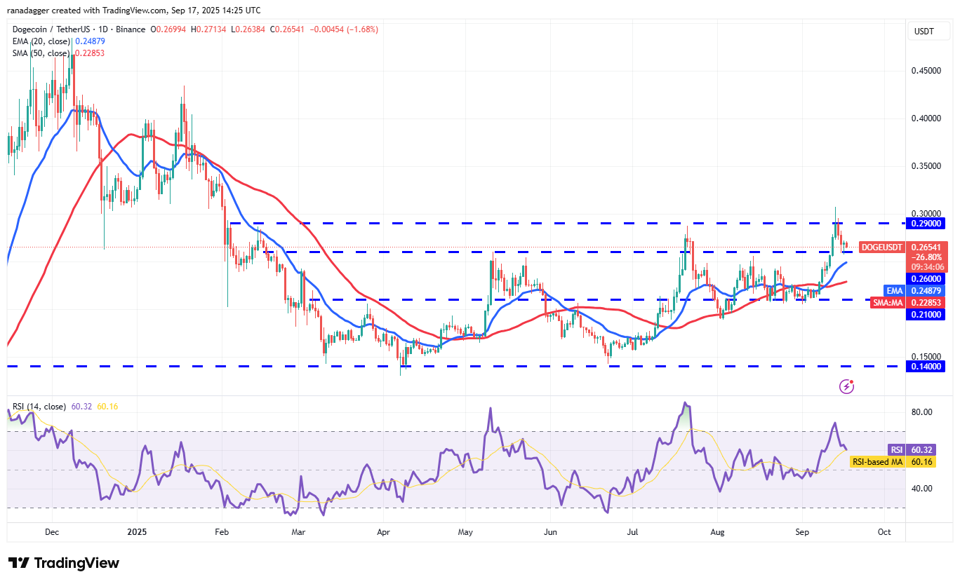 Dogecoin, Cryptocurrencies, Federal Reserve, Bitcoin Price, XRP, Markets, Cryptocurrency Exchange, Interest Rate, Tom Lee, Cardano, Price Analysis, Binance Coin, Chainlink, Fundstrat, Market Analysis, Ether Price, Solana, SUI